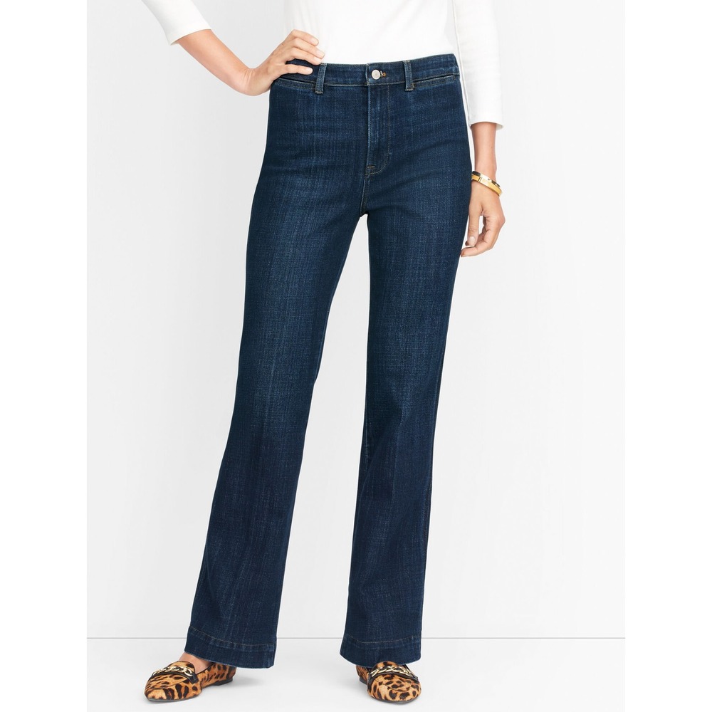 Talbots Flawless High Waist Flare Jeans Dark Wash Denim 10 Stretch Trousers
